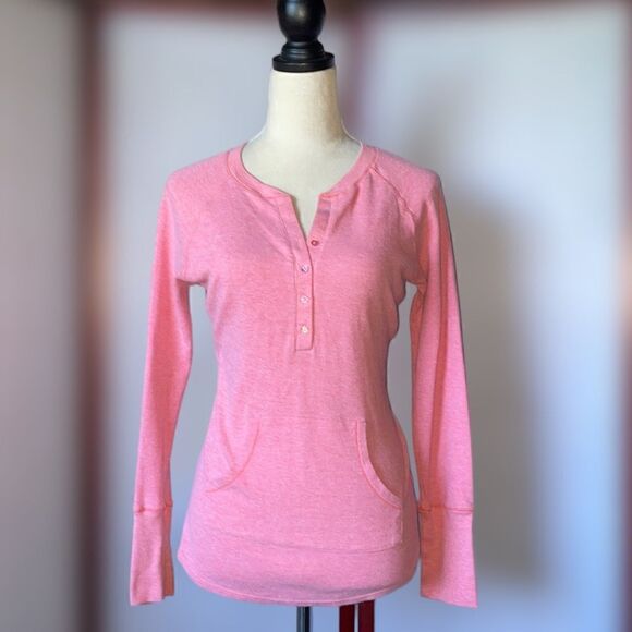 Jockey Pink Long Sleeve Thermal Top w/ Center Buttons (Size: Small) - Picture 2 of 8